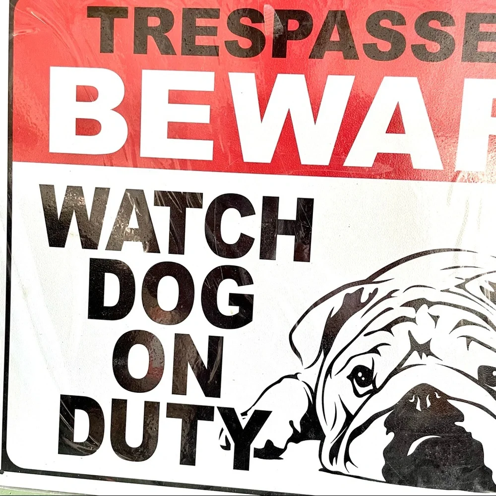 NEW Trespassers Beware Watch Dog On Duty Metal Sign
